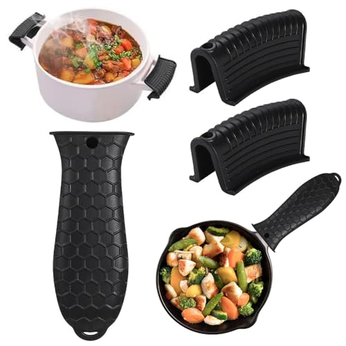 Fapiwen 3pcs Silicone Cast Iron Handle Covers, Heat Resistant & Non-Slip Pot Holder Sleeves, Removable Potholders for Cast Iron Skillets, Tawas & Metal Frying Pans, Reusable Kitchen Cookware Accessories - Image 1