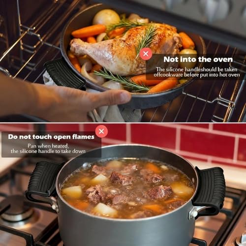 Fapiwen 3pcs Silicone Cast Iron Handle Covers, Heat Resistant & Non-Slip Pot Holder Sleeves, Removable Potholders for Cast Iron Skillets, Tawas & Metal Frying Pans, Reusable Kitchen Cookware Accessories - Image 5