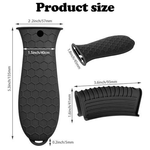 Fapiwen 3pcs Silicone Cast Iron Handle Covers, Heat Resistant & Non-Slip Pot Holder Sleeves, Removable Potholders for Cast Iron Skillets, Tawas & Metal Frying Pans, Reusable Kitchen Cookware Accessories - Image 2