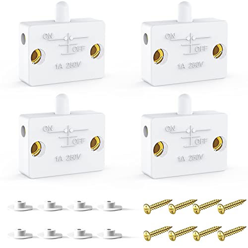 TAKHRWOD 4 pcs Cabinet Door Switch,Closet Light Switch ​for Wardrobe Applicable to 12V 24V 110V(White) - Image 1