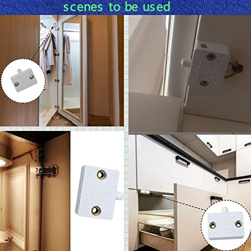 TAKHRWOD 4 pcs Cabinet Door Switch,Closet Light Switch ​for Wardrobe Applicable to 12V 24V 110V(White) - Image 4
