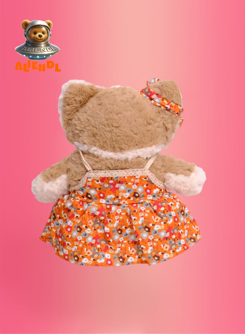 ALIENDL Snuggly Pup – Plush Puppy Stuffed Animal Toy for Baby Kids, Soft Cute Puppy Floral Dress Doll Gift Set with Removable Clothes & Pouch, Perfect Gift for Kids, Girls, Friends & Couples - Image 3