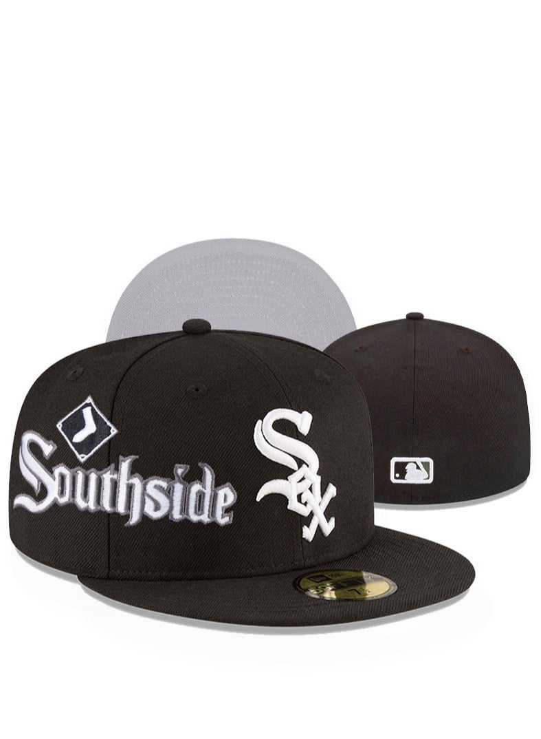 NEW ERA Chicago White Sox Baseball Cap, Southside Lettering + Classic Team Logo, Flat - Brim Hat - 56.8cm 