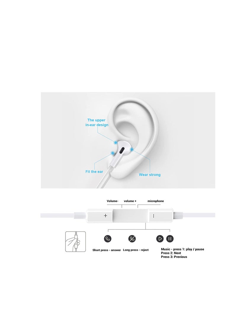 Ntech - NTECH For iPhone Earphones, Wired Stereo Bluetooth Headphones For iPhone 13 With Mic and Volume Control, Compatible With iPhone 13-Pro Max/13/12-Pro/12/11-Pro/11/SE/XS-Max/X/XR) - WHITE - Image 1