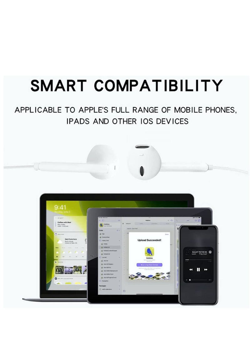Ntech - NTECH For iPhone Earphones, Wired Stereo Bluetooth Headphones For iPhone 13 With Mic and Volume Control, Compatible With iPhone 13-Pro Max/13/12-Pro/12/11-Pro/11/SE/XS-Max/X/XR) - WHITE - Image 1