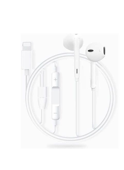 NTECH For iPhone Earphones, Wired Stereo Bluetooth Headphones For iPhone 13 With Mic and Volume Control, Compatible With iPhone 13-Pro Max/13/12-Pro/12/11-Pro/11/SE/XS-Max/X/XR) - WHITE