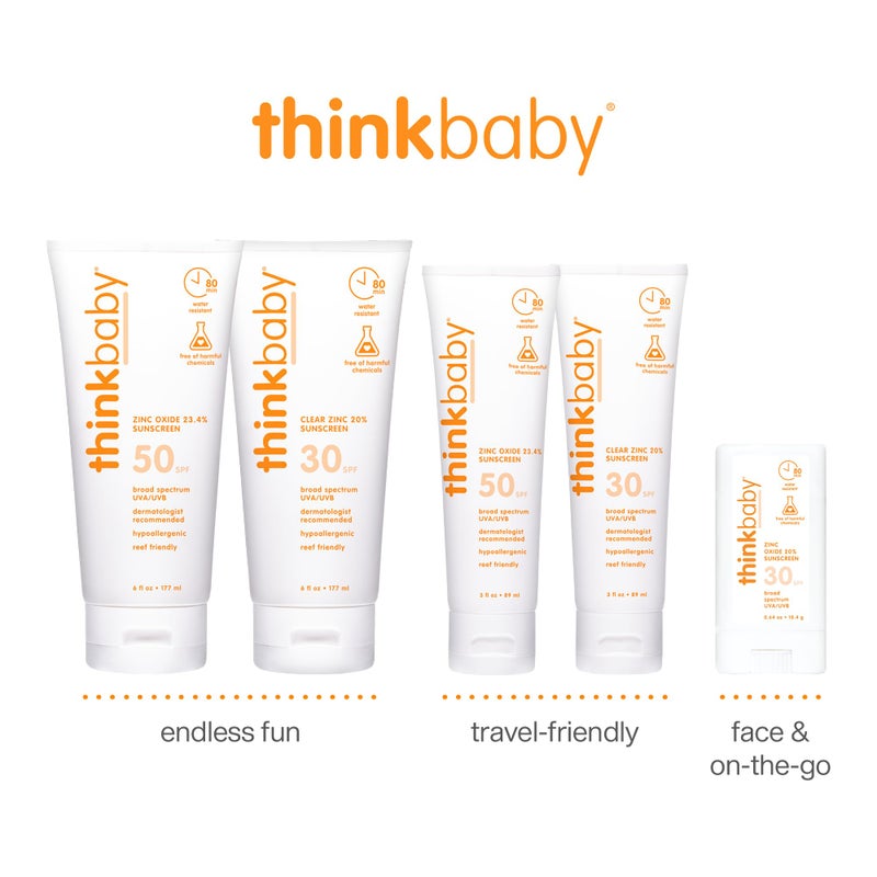 ثينك baby SPF 50+ Baby Mineral Sunscreen – Safe, Natural Sunblock for Babies - Water Resistant Sun Cream – Broad Spectrum UVA/UVB Sun Protection – Vegan Baby Sunscreen Lotion, 3 Oz. - Image 5