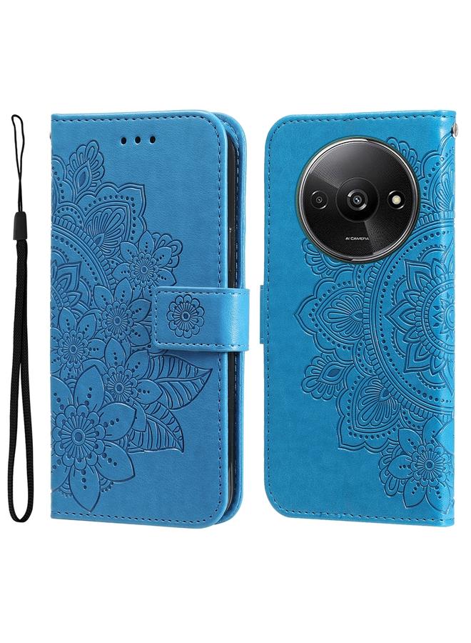Case For Xiaomi Redmi A3 7-petal Flowers Embossing Leather Phone Case