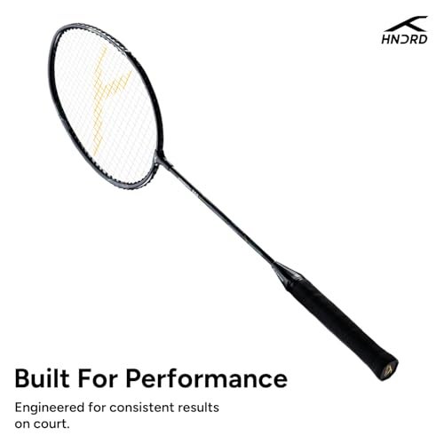 Hundred Powertek 200 (2 Strung Rackets with 2 Full Covers) with 3pc Badminton Aura Nylon Shuttlecocks, Black - Image 5