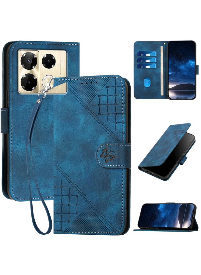 Zaboon Case For Infinix Note 40 Pro 4G / 5G Grid Butterfly Embossed Pattern Leather Phone Case with Lanyard - Image 1