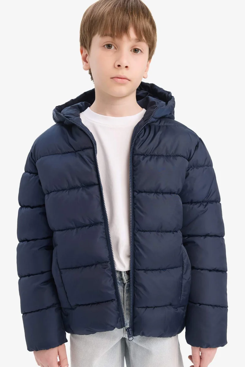 ديفاكتو Boy Waterproof Hooded Zippered Puffer Jacket