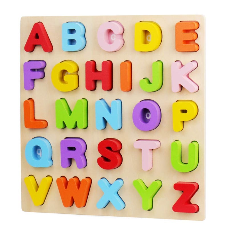 WoodCity Alphabet Puzzle, WOOD CITY ABC Letter Puzzles for Toddlers1 2 3 Years Old, Educational Learning Toys for Toddlers, Alphabet Toys with Puzzle Board & Letter Blocks, Best Surprise for Girls and Boys - Image 1