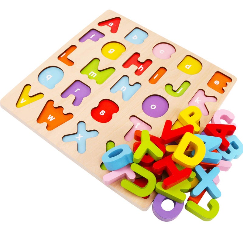 WoodCity Alphabet Puzzle, WOOD CITY ABC Letter Puzzles for Toddlers1 2 3 Years Old, Educational Learning Toys for Toddlers, Alphabet Toys with Puzzle Board & Letter Blocks, Best Surprise for Girls and Boys - Image 2