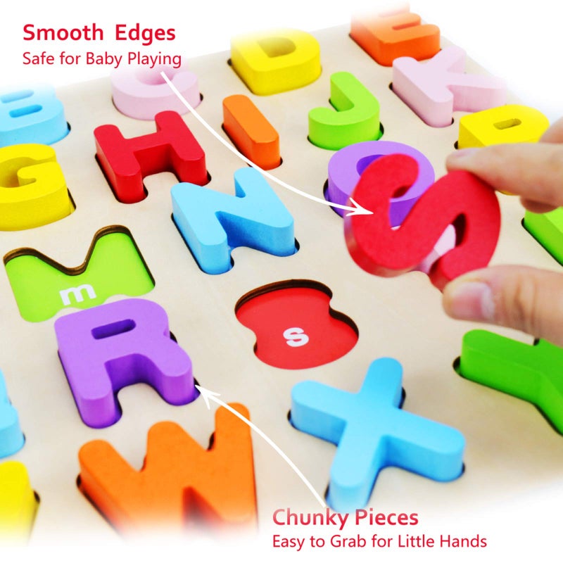 WoodCity Alphabet Puzzle, WOOD CITY ABC Letter Puzzles for Toddlers1 2 3 Years Old, Educational Learning Toys for Toddlers, Alphabet Toys with Puzzle Board & Letter Blocks, Best Surprise for Girls and Boys - Image 3