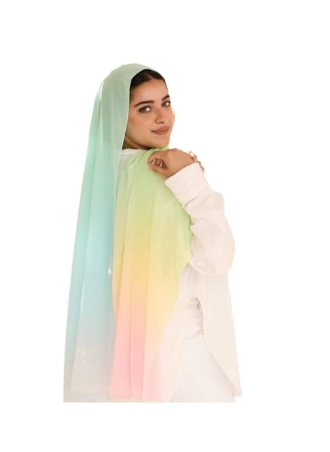 Multicolored crepe chiffon scarf with digital print