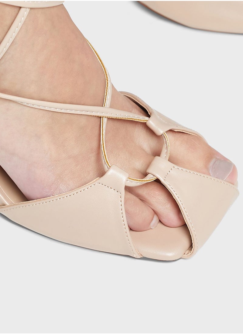 Ginger - Cross Over Strappy Toe Cover Sandal - Image 1