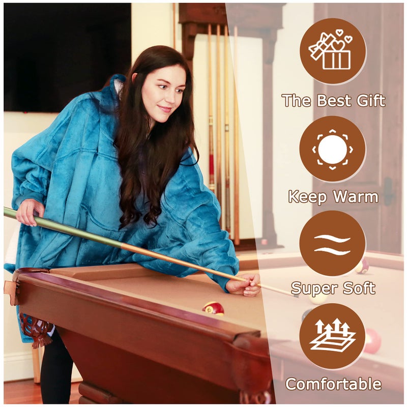 Catalonia Catalonia Oversized Hoodie Sweatshirt Poncho  Casual Hoodie Cape  Batwing Coat Pullover Blanket | Fluffy Sherpa  Comfortable  Roomy | for Adults Women Men  - Image 2