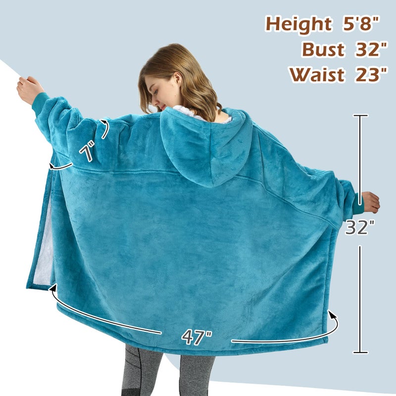 Catalonia Catalonia Oversized Hoodie Sweatshirt Poncho  Casual Hoodie Cape  Batwing Coat Pullover Blanket | Fluffy Sherpa  Comfortable  Roomy | for Adults Women Men  - Image 5
