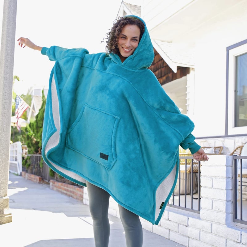 Catalonia Catalonia Oversized Hoodie Sweatshirt Poncho  Casual Hoodie Cape  Batwing Coat Pullover Blanket | Fluffy Sherpa  Comfortable  Roomy | for Adults Women Men  - Image 3