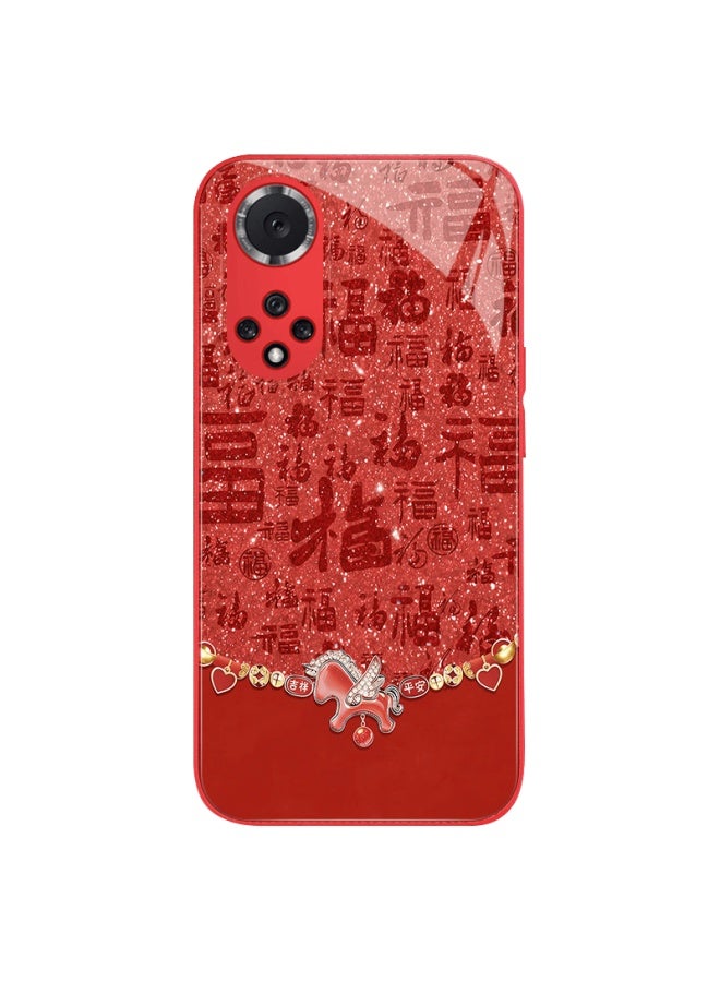 Bashidai Huawei Nova9 Case Chinese Red Full Coverage Anti-drop Glass  New Year Horse Year Uni - Image 5