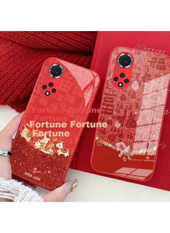 Bashidai Huawei Nova9 Case Chinese Red Full Coverage Anti-drop Glass  New Year Horse Year Uni - Image 3