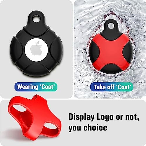 KACA IPX8 Waterproof Silicone Case Compatible with Apple AirTag - Full Protection, Keychain Included, Waterproof, Premium Food Grade Silicone, Scratch-Free, Safe for Kids and Pets [Black & Red] - Image 2