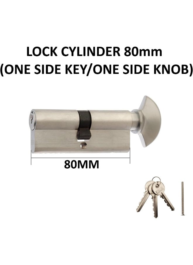 Biella Brass Cylinder Lock Barrel Profile Lock With 3 Keys Lock Anti-Rust Suitable For Wooden Doors, Aluminum Doors (Knob Type, 80Mm)  - Image 2