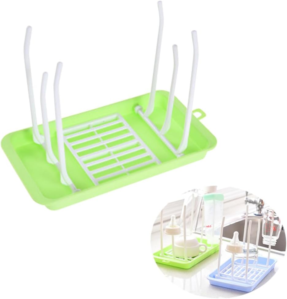 Foldable Bottle Drying Rack Light Green Space-Saving Bottle Dryer Holder for Nipples Sippy Cups Breast Pump Parts Pacifiers Countertop Organizer for Boy Girl