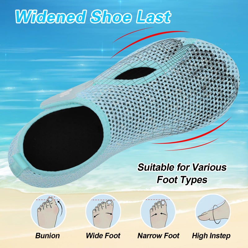 LeIsfIt Water Shoes for Women Men Quick-Dry Aqua Socks Swim Beach Barefoot Yoga Exercise Wear Sport Accessories, Green, 8-9 Women/7-7.5 Men - Image 3