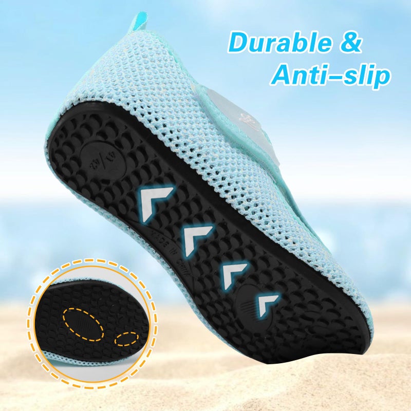 LeIsfIt Water Shoes for Women Men Quick-Dry Aqua Socks Swim Beach Barefoot Yoga Exercise Wear Sport Accessories, Green, 8-9 Women/7-7.5 Men - Image 5