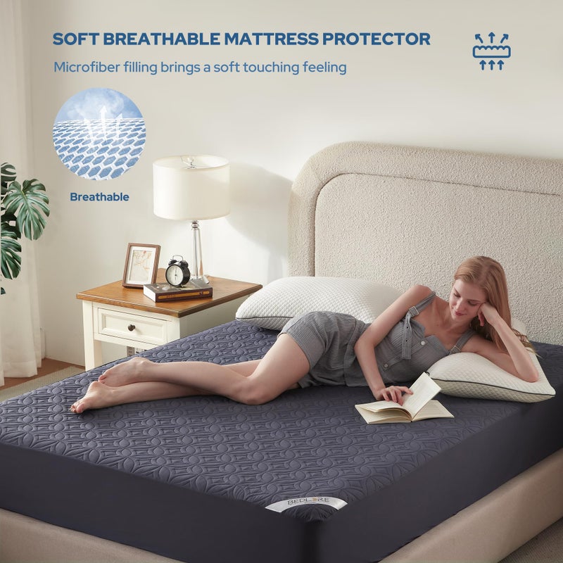BEDLORE 2 Pack Waterproof Mattress Protector, Full Size Mattress Pad with Deep Pocket 6"-15" Depth, Soft Breathable Bed Mattress Cover for Bedroom, College Dorm (Navy Blue) - Image 3