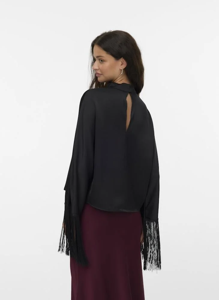 فيرو مودا توب أومايا بأكمام طويلة وياقة عالية