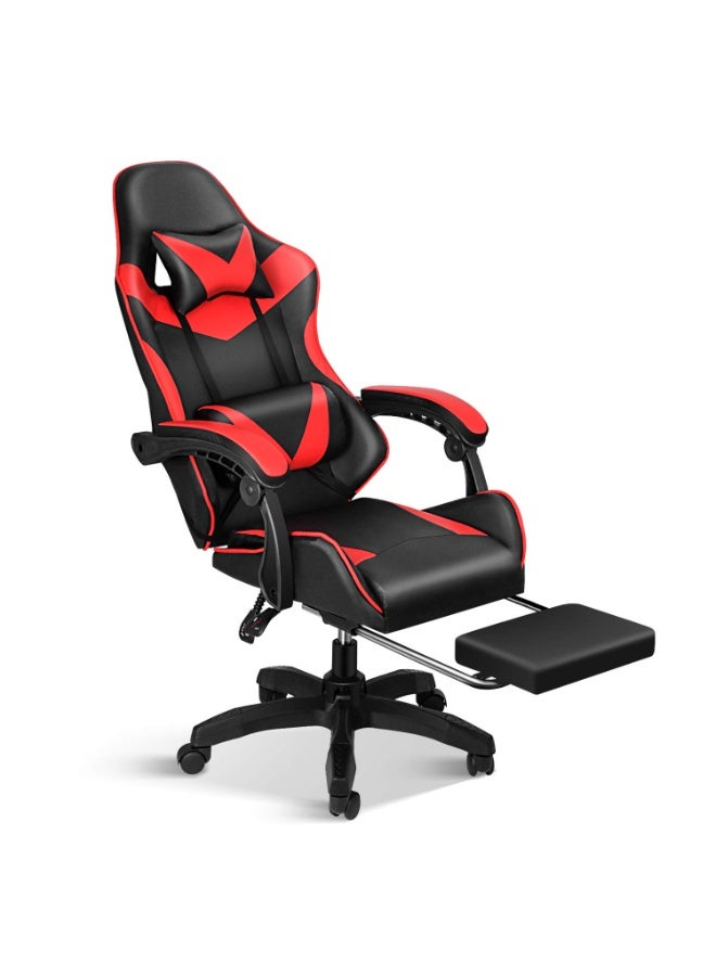 Gaming Chair, Backrest and Seat Height Adjustable Swivel Recliner Racing Office Computer Ergonomic Video Game Chair with Footrest and Lumbar Support, Black/Red - Image 1