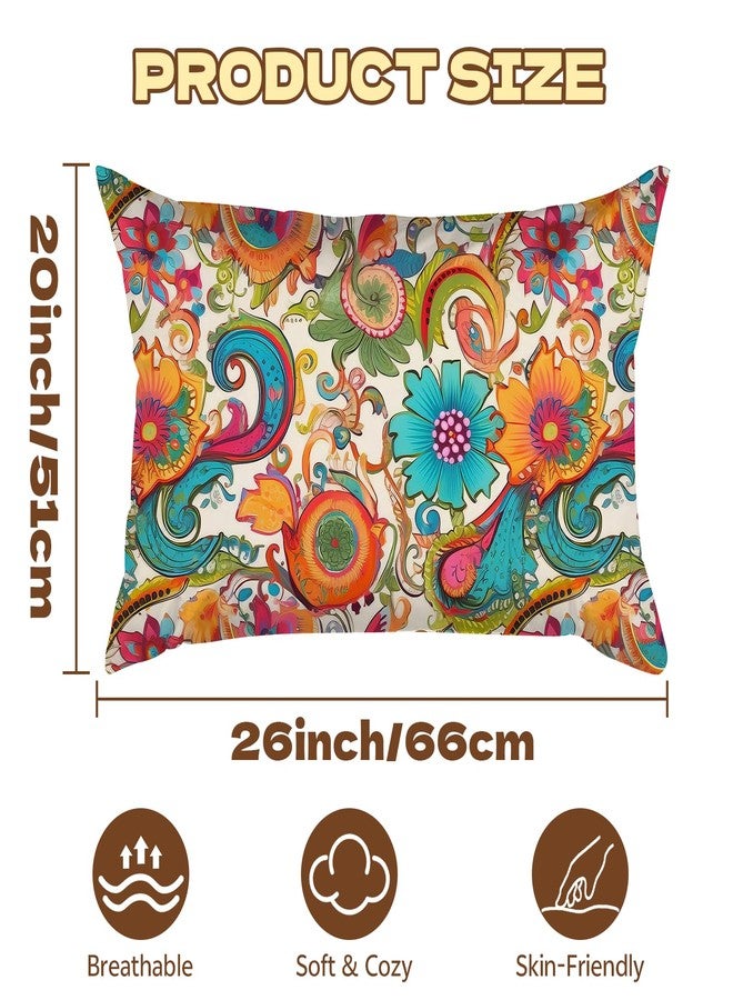 GABraden 1Pack Microfiber Pillow Case,Floral Print Pattern Pillow Cover with Hidden Zipper,Soft Breathable,Standard Size 20"X 26" Pillow case (09-Bohemian Flower) - Image 2