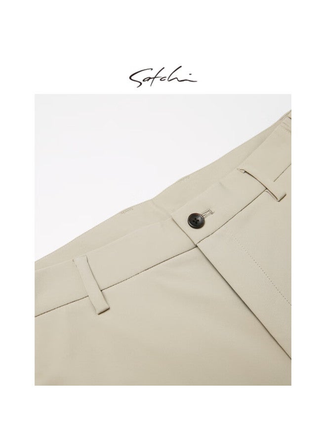 Satchi Shachi Cool And Easy-care Business Casual Pants For Men, High-stretch Draping Straight-leg Trousers, Lightweight Summer Style - Khaki 34 - Image 4