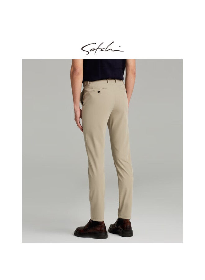 Satchi Shachi Cool And Easy-care Business Casual Pants For Men, High-stretch Draping Straight-leg Trousers, Lightweight Summer Style - Khaki 34 - Image 2