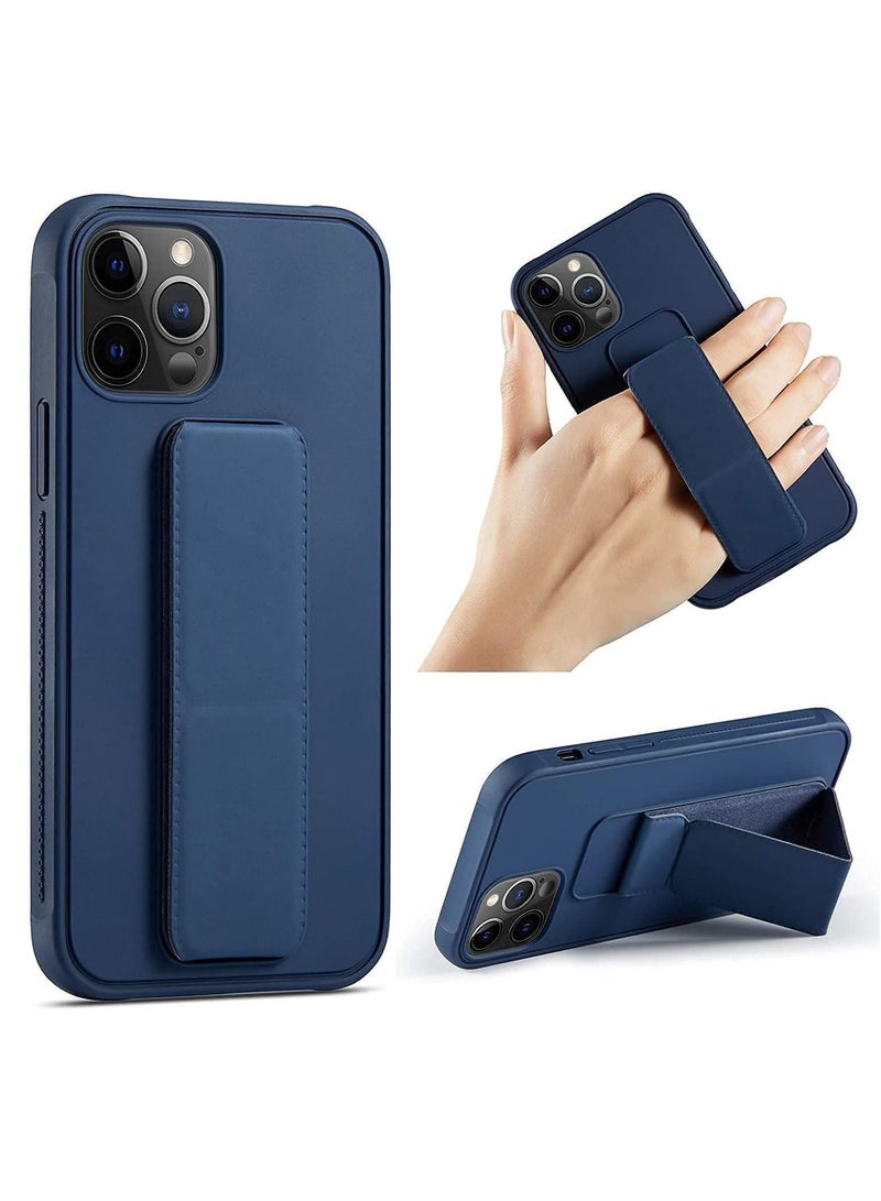 ACLIX Silicone Case for iPhone 16 Pro, Magnetic Cover Car Mount Kickstand & Holder, Premium Silicone Vertical & Horizontal Hand Strap and Grip with Multi Stand for iPhone 16 Pro (Dark Blue) - Image 1