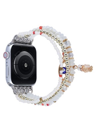 Replacement Strap Eye Bead Chain Watch Band For Apple Watch Series 9&8&7 41mm / SE 3&SE 2&6&SE&5&4 40mm / 3&2&1 38mm White - pzsku/ZCA8EE8A1B2C81545D962Z/45/_/1714870471/981f0cfb-176a-4296-9727-5f08b0957bb0