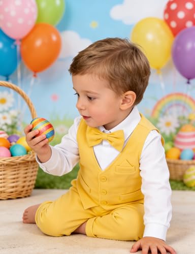 A&J DESIGN Baby Boy Yellow Outfit Easter Infant Halloween Wedding Gentleman Formal Dress Suit 6-9 Months - Image 4