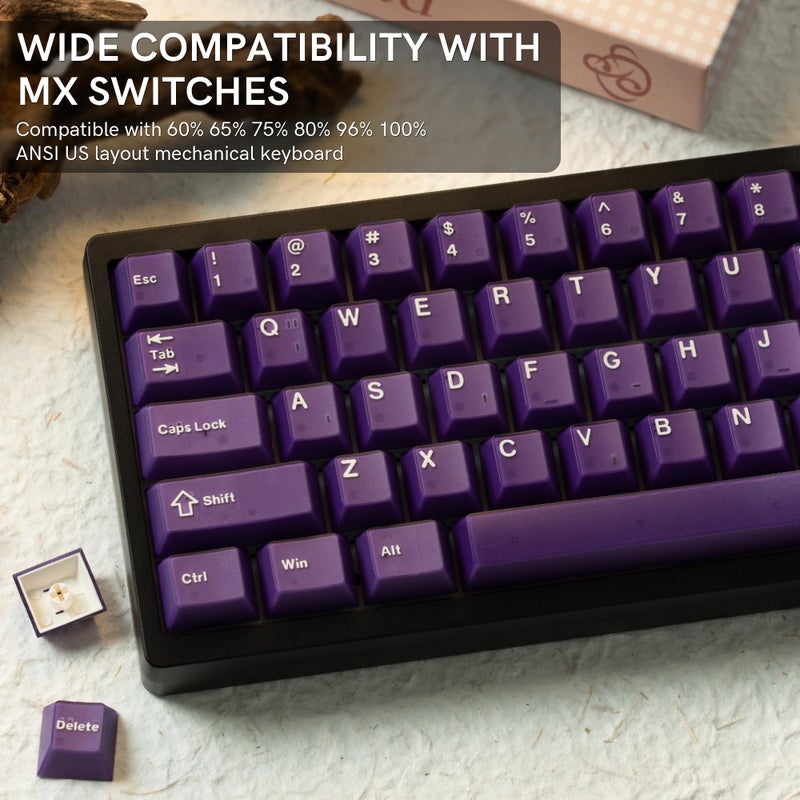 dagaladoo Purple Jade keycaps,Double Shot PBT keycaps Jelly Set,Ceramic Custom Keycap Translucent,Cherry Profile Key caps for 60%/65%/75%/TKL/96%/100% US Layout Mechanical Keyboard - Image 3