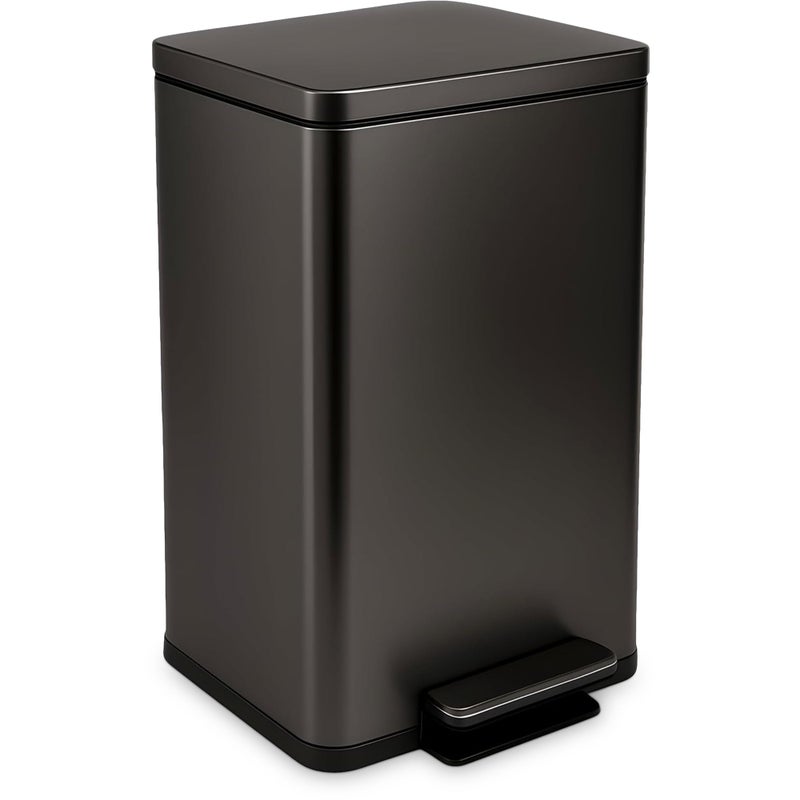 Simpli-Magic 13.2 Gallon (50L) Step Trash Can â€“ Kitchen Garbage Can with Slow-Close Lid â€“ Odor Control, Hands-Free, Easy to Clean, Brushed Stainless Steel - Image 1