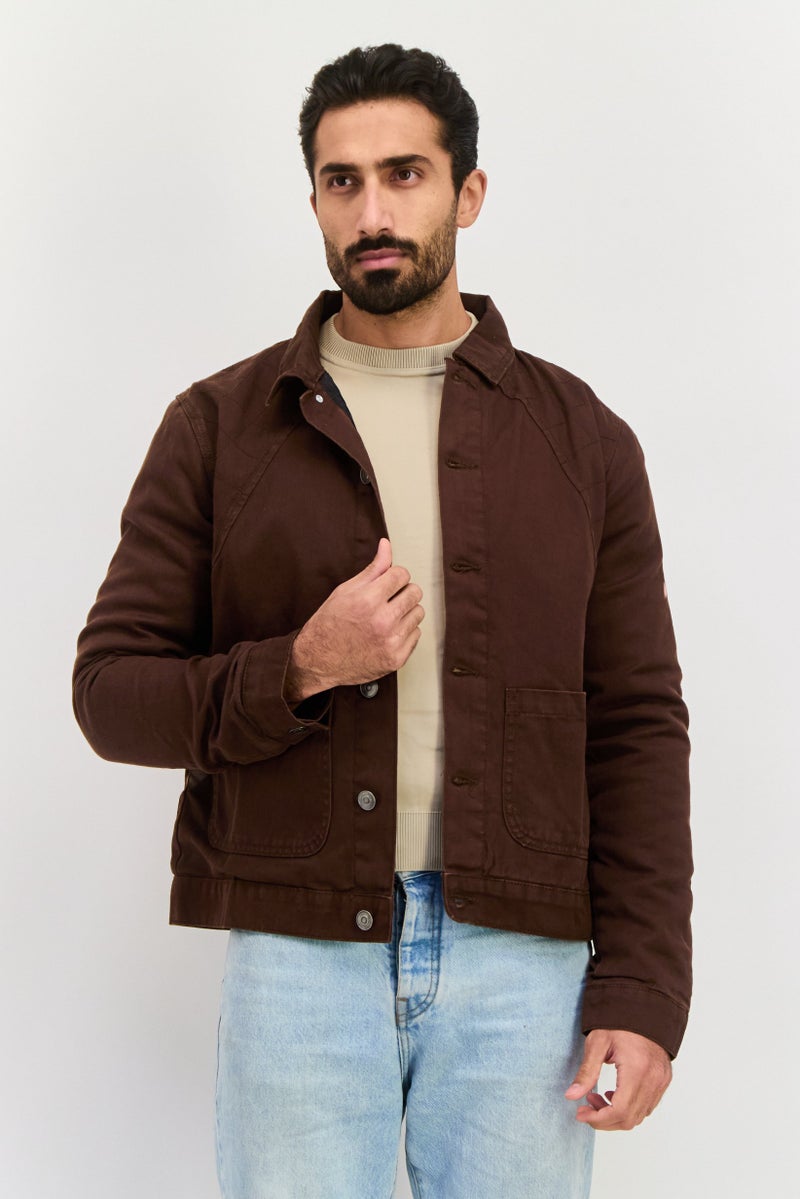 Night Addict قميص سترة عادية للرجال، بني - Image 1