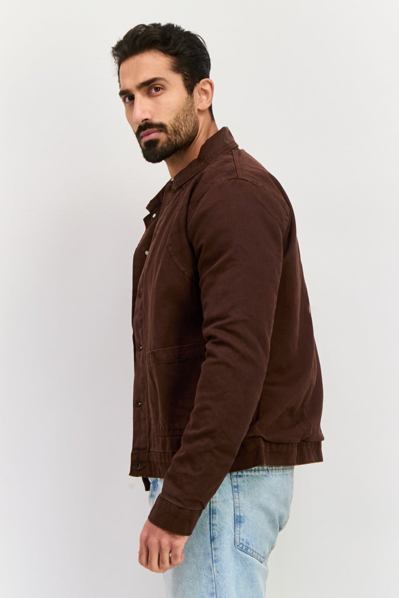Night Addict قميص سترة عادية للرجال، بني - Image 4