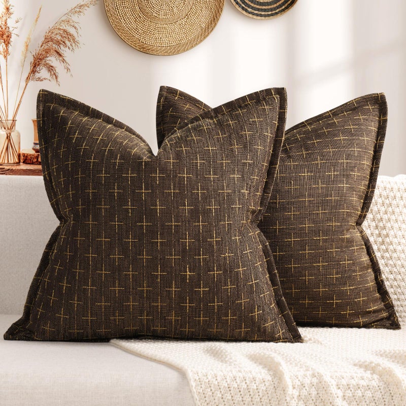 ZWJD Pillow Covers 20x20 Set of 2 Soft Polyester Textured Pillow Covers with Stylish Flange Edge Cozy Farmhouse Throw Pillows for Couch Bed Sofa Living Room - Image 2
