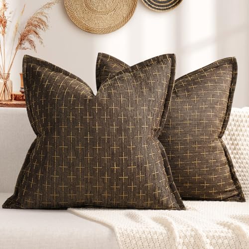 ZWJD Pillow Covers 20x20 Set of 2 Soft Polyester Textured Pillow Covers with Stylish Flange Edge Cozy Farmhouse Throw Pillows for Couch Bed Sofa Living Room - Image 1