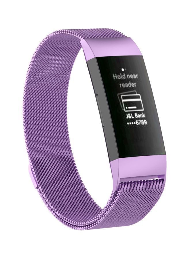 NIBEMINENT Magnet Wrist Strap For Fitbit Charge 3 Light Purple  - Image 2