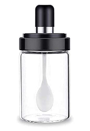 Fariox Borosilicate Glass Pickle Ghee Honey Jar Oil Dispenser Honey Dispenser Bottle Kitchen Seasoning Bottle Food Storage Jar Spice Jars Pickle Jar Borosilicate Glass Jar JAR BOTTLE SPOON - Image 1