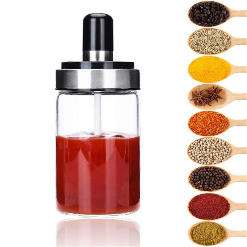 Fariox Borosilicate Glass Pickle Ghee Honey Jar Oil Dispenser Honey Dispenser Bottle Kitchen Seasoning Bottle Food Storage Jar Spice Jars Pickle Jar Borosilicate Glass Jar JAR BOTTLE SPOON - Image 4