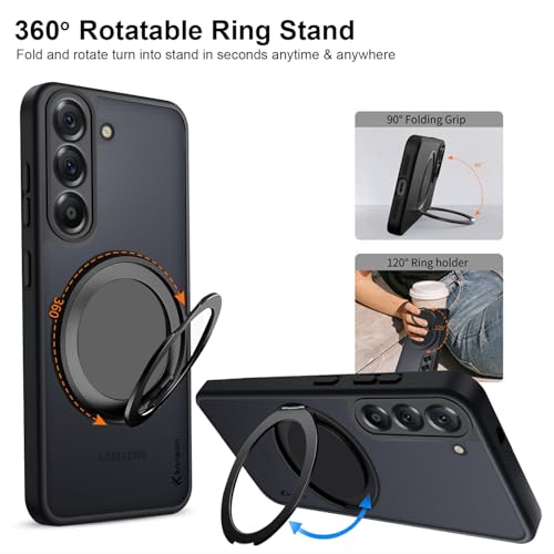 KARWAN Tough Shockproof Armor Back Case Cover Compatible with Samsung Galaxy S23 Plus with 360 Degree Rotation Magnetic Attraction Ring Holder Heavy Duty Cover with Magnetic MagEase Wireless Charging - Image 3