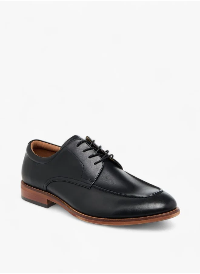 دوتشيني Mens Solid Derby Shoes With Lace-Up Closure